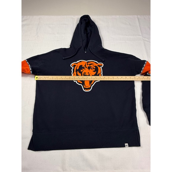 47 Brand Chicago Bears Hoodie NFL Football Orange Sleeve Trim Womens Small - Picture 7 of 7
